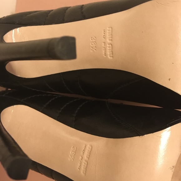 Miu Miu Black Leather Metallic Toe Ankle Platform Boots - Picture 6 of 6